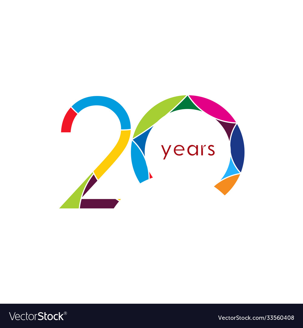 20 year anniversary template design Royalty Free Vector