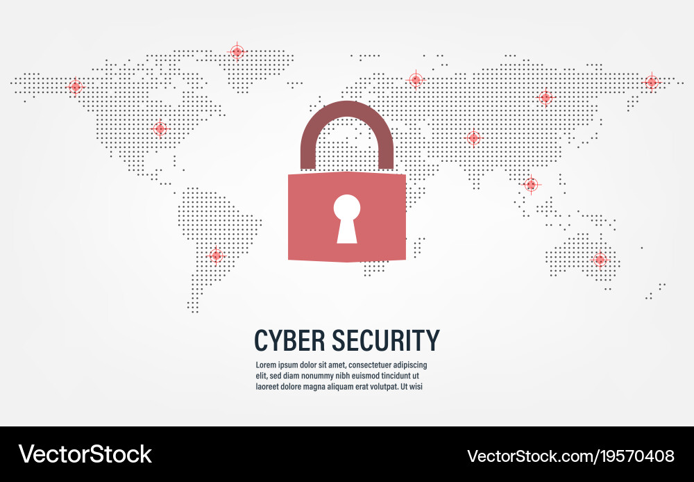 Closed padlock on internet hacker background Vector Image