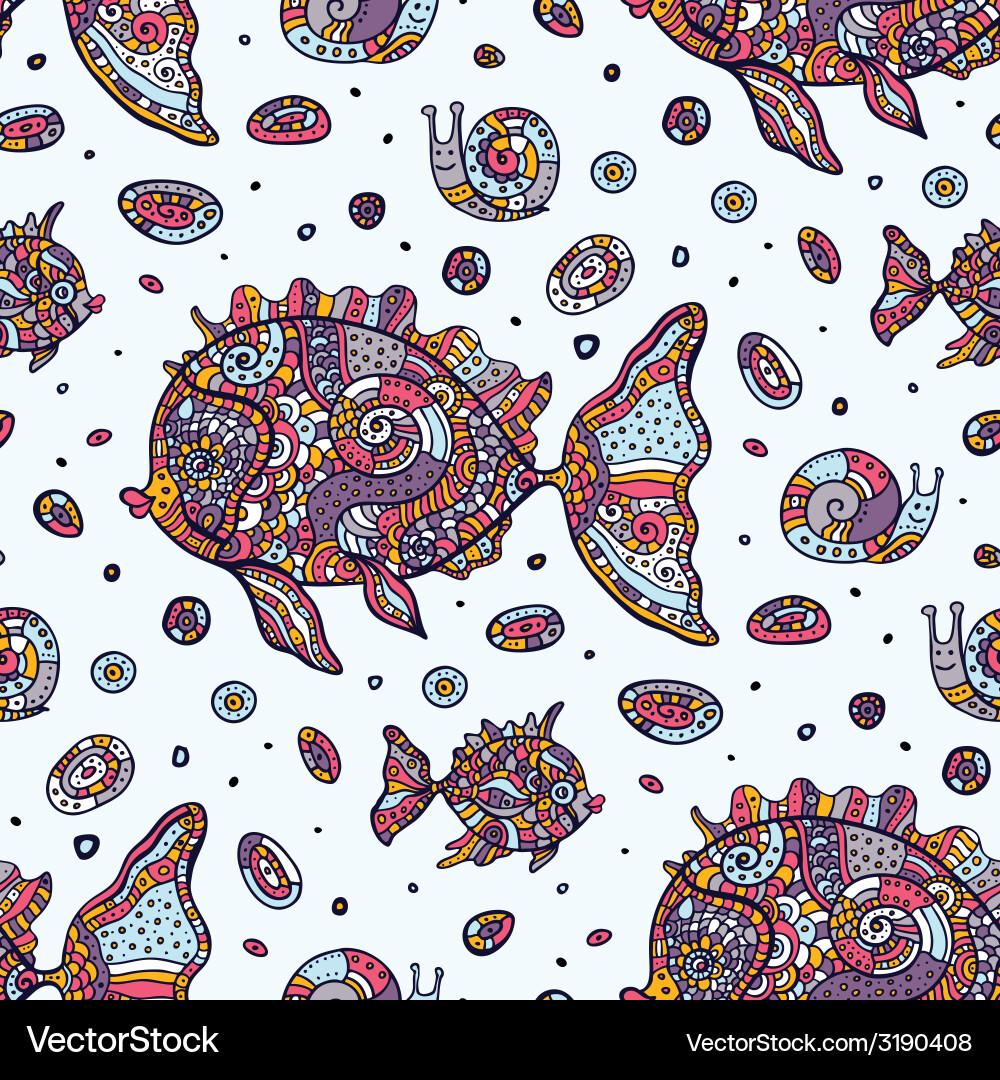Fishes seamless pattern Royalty Free Vector Image