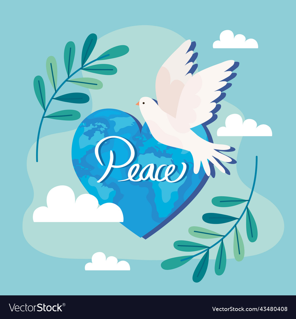 Peace word with dove Royalty Free Vector Image