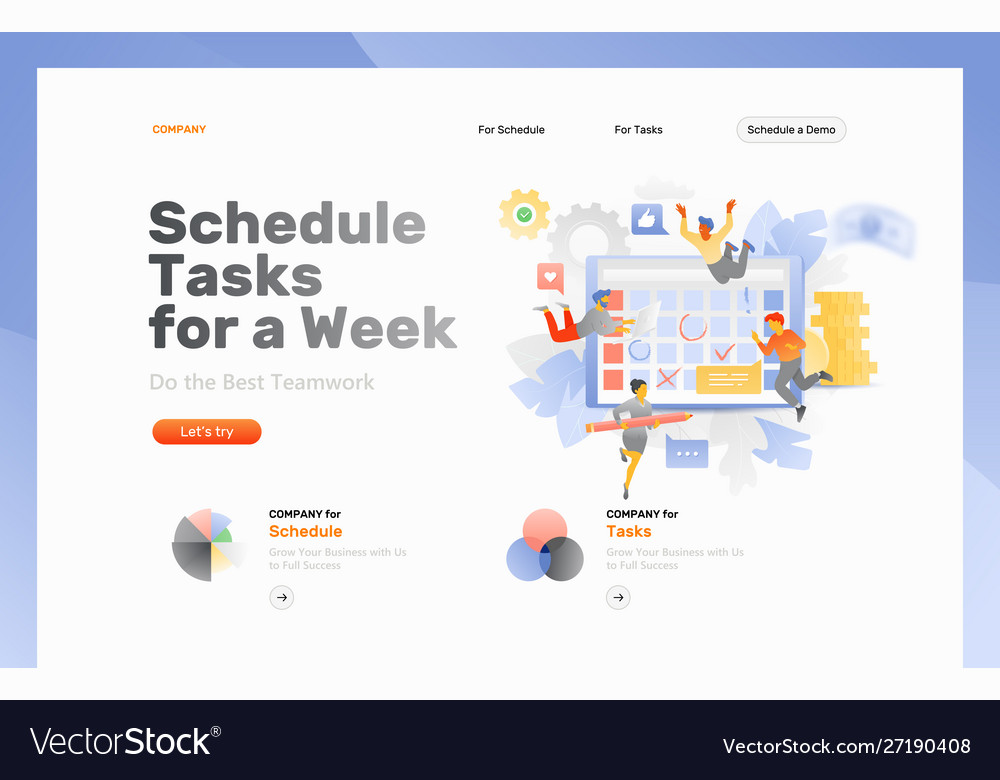 Schedule tasks web page Royalty Free Vector Image