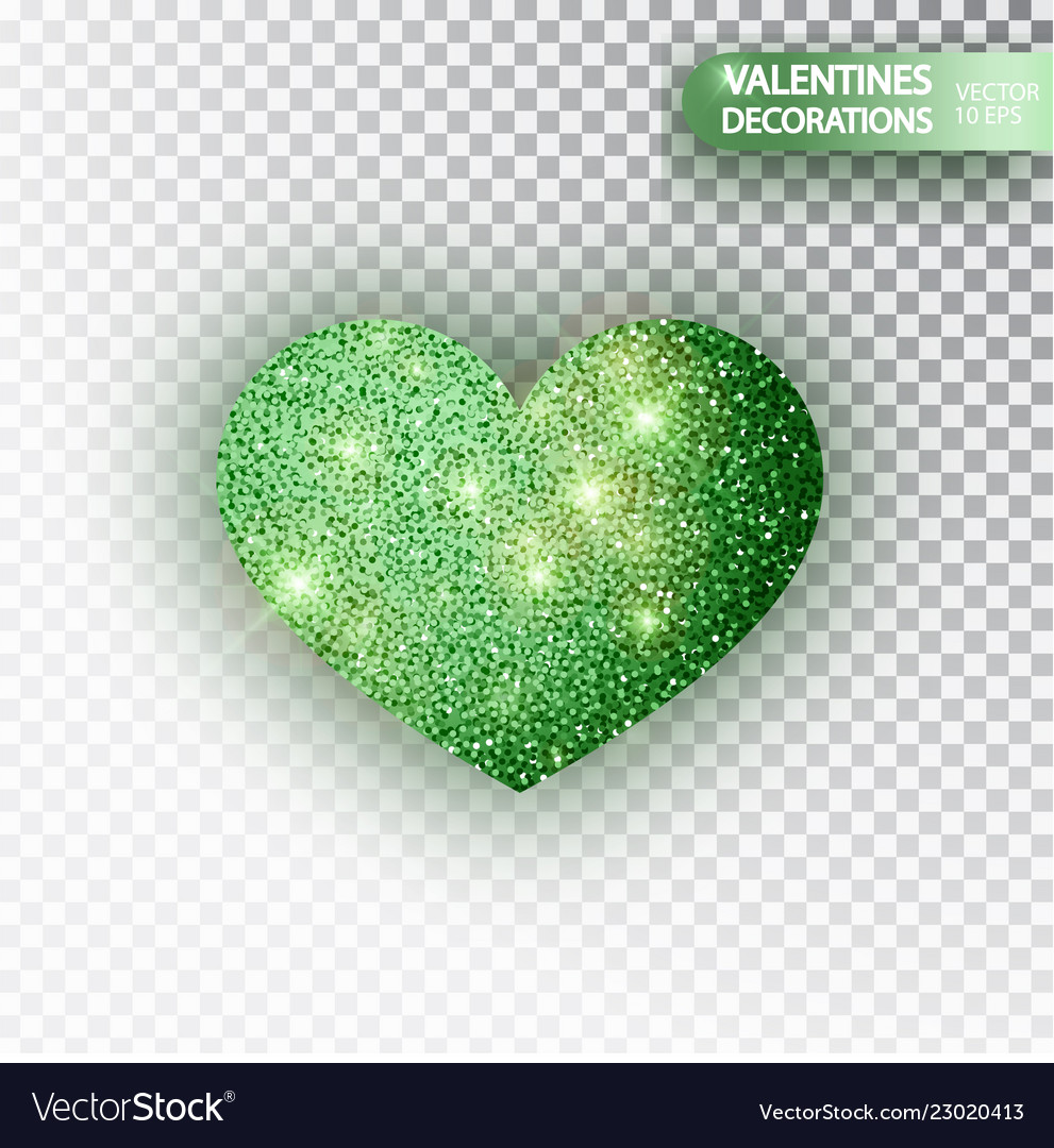 Heart green glitter isolated on transparent