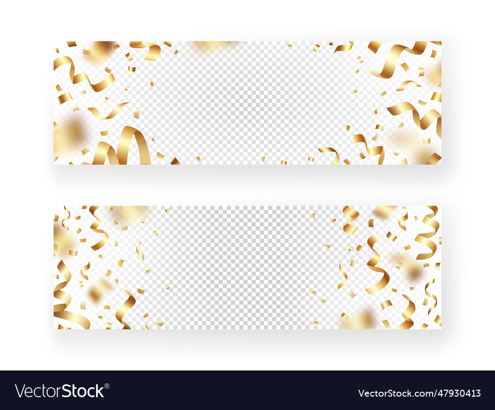 Set Of Banners With Gold Foil Confetti Royalty Free Vector