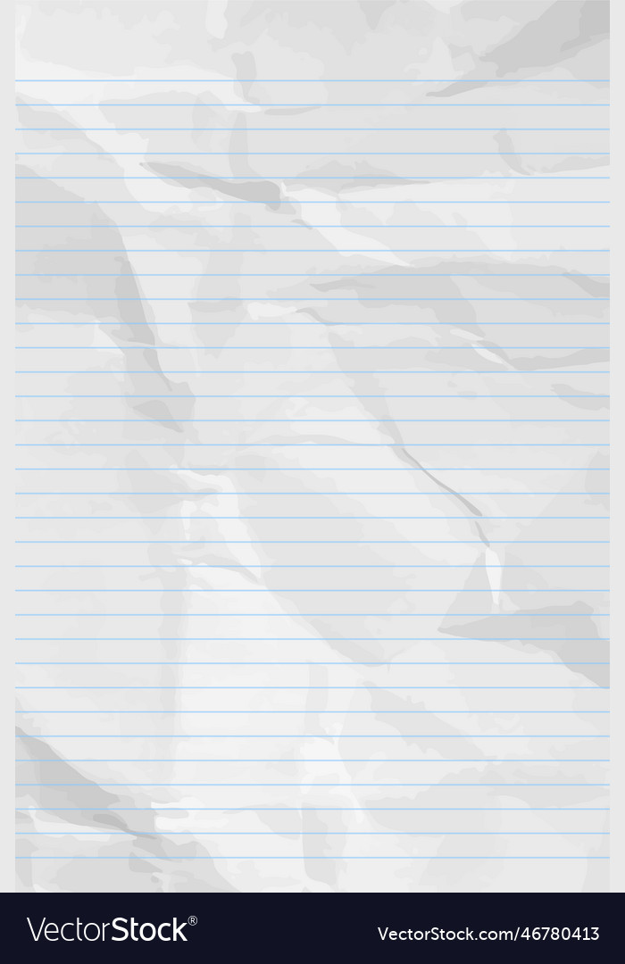 White lean crumpled notebook paper with lines Vector Image