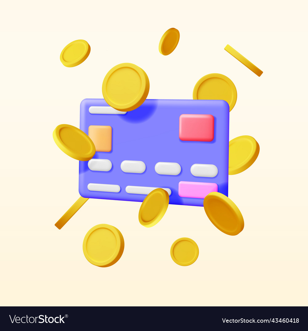 3d bank card in money air Royalty Free Vector Image