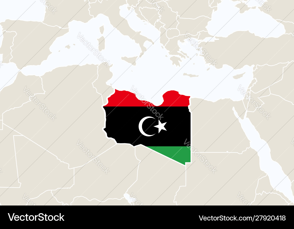 Africa With Highlighted Libya Map Royalty Free Vector Image