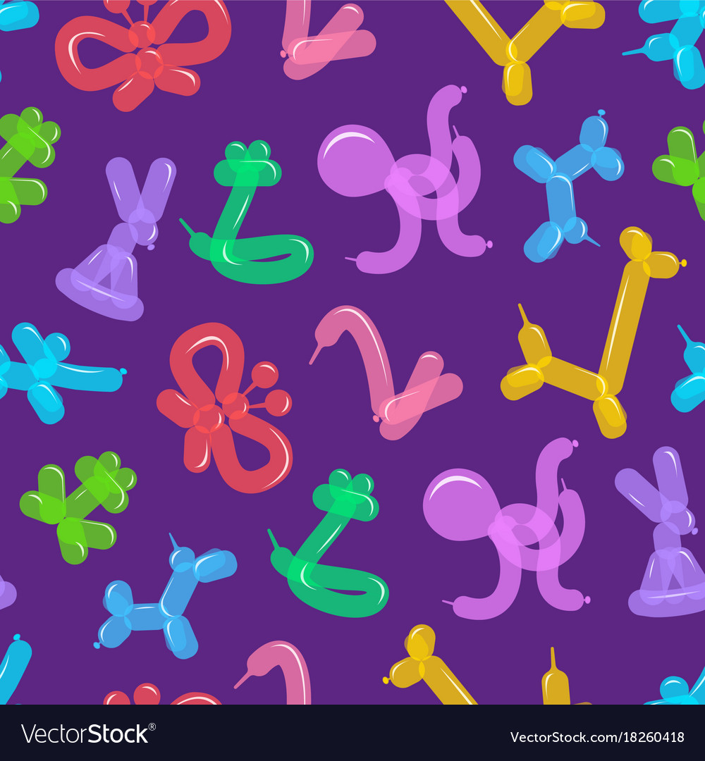 Animal balloon background pattern on a purple Vector Image