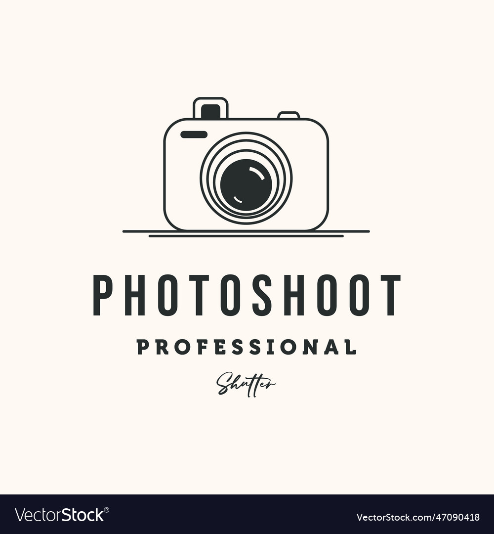 Camera auto focus lens photography vintage line Vector Image