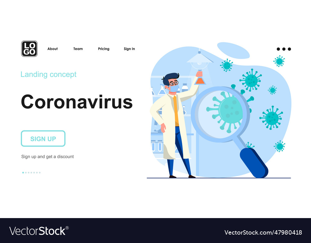 Coronavirus web concept scientist research virus Vector Image