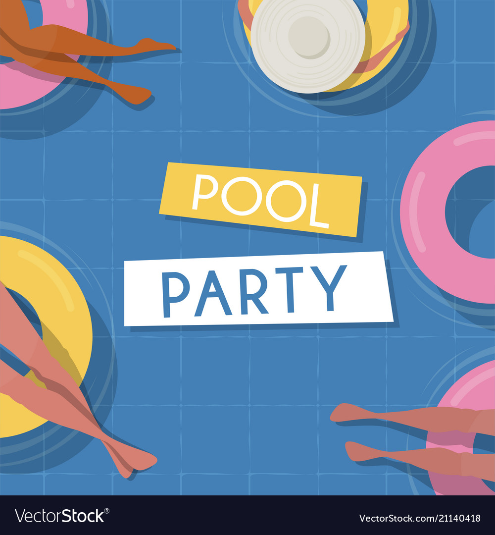 pool party invitation template top view pool vector image pool party invite template