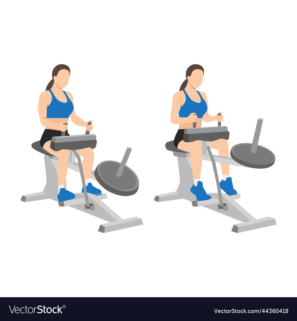 Woman doing exercise using gym equipment Vector Image