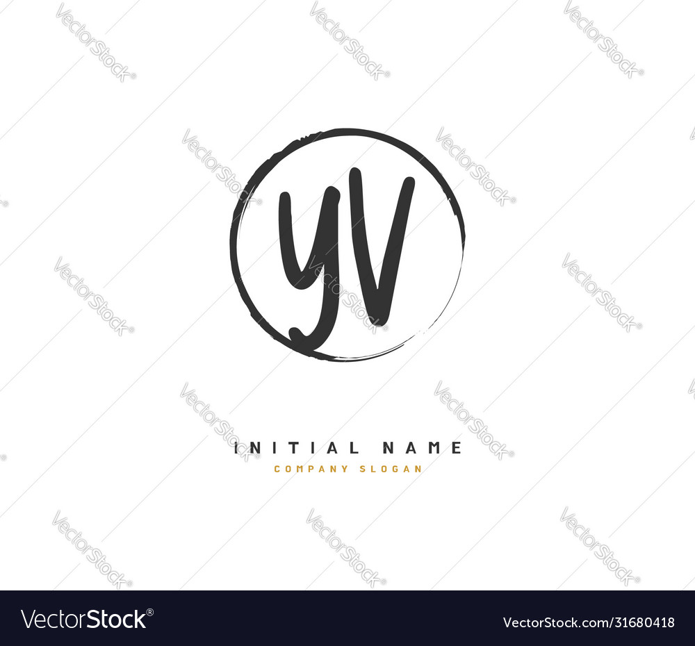 Y V Yv Beauty Initial Logo Handwriting Logo Of Vector Image