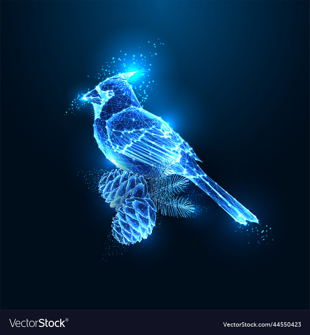 Abstract cardinal bird and pine cones Royalty Free Vector
