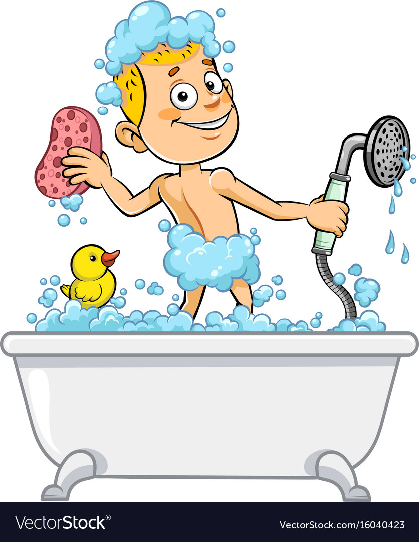 Boy having bath