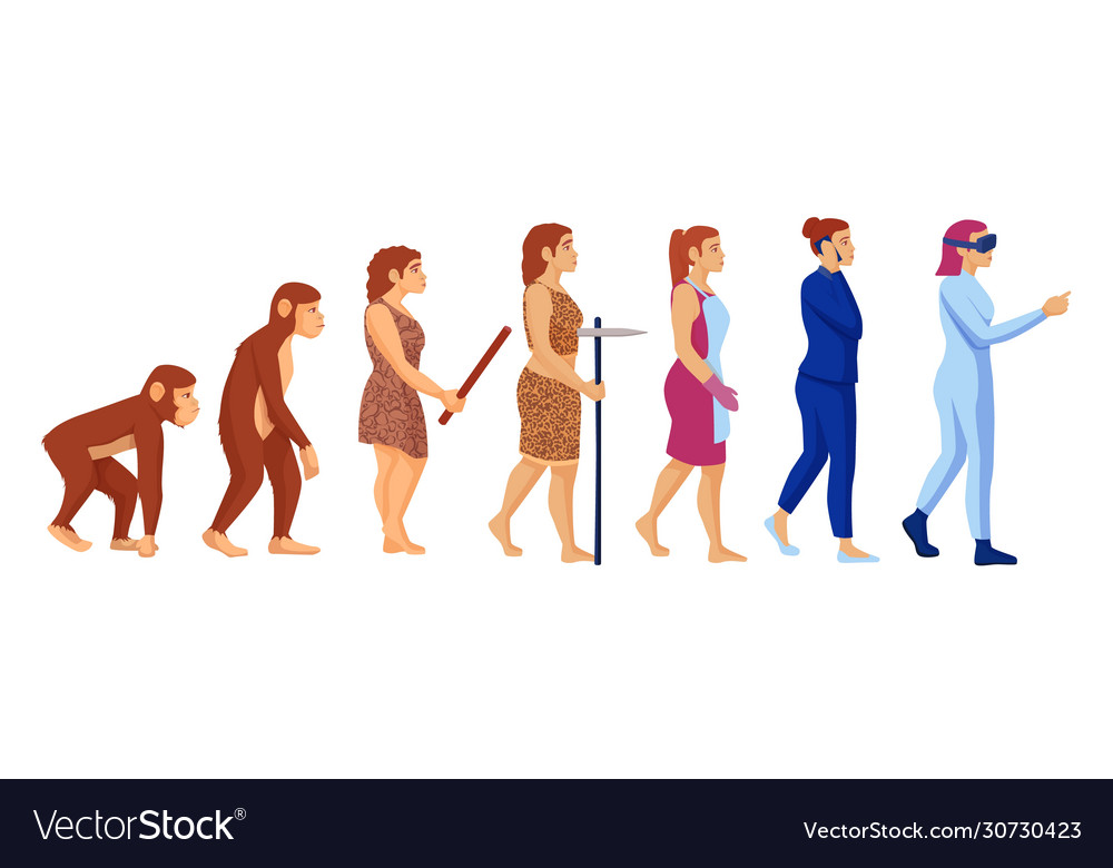 Cartoon character woman career evolution Vector Image