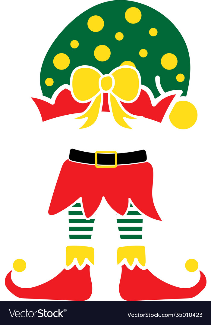 Christmas elf green hat isolated Royalty Free Vector Image