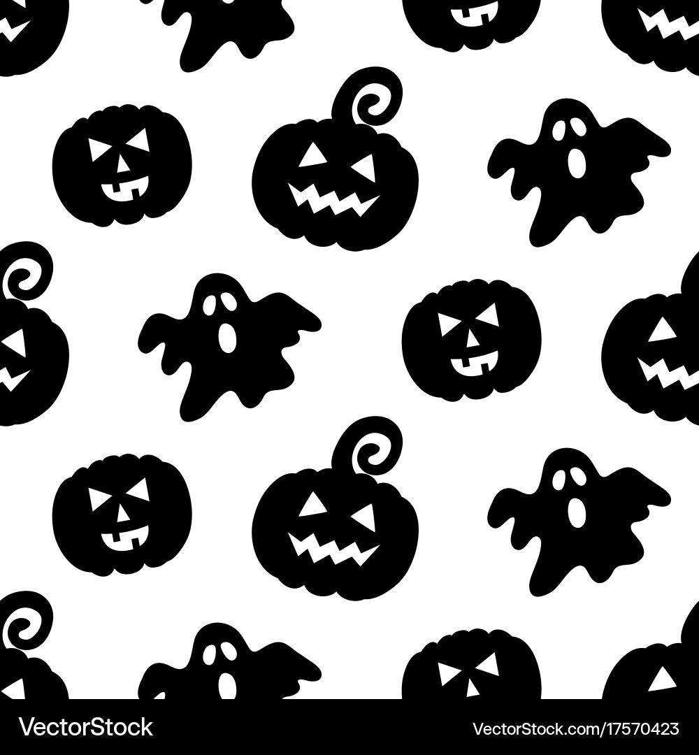 Halloween Seamless Pattern With Pumpkins Ghosts Vector Image