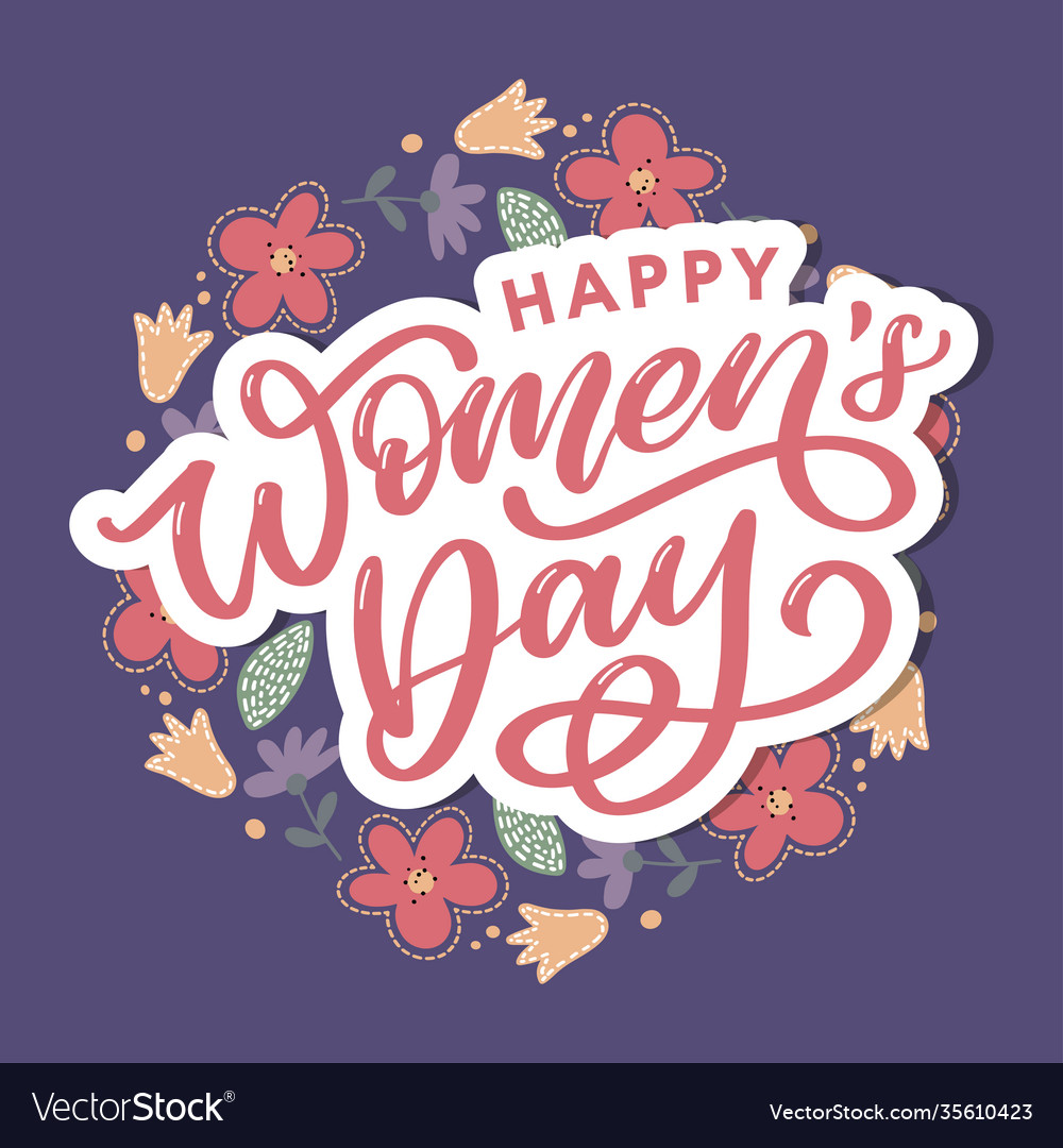 Happy womens day handwritten lettering modern Vector Image