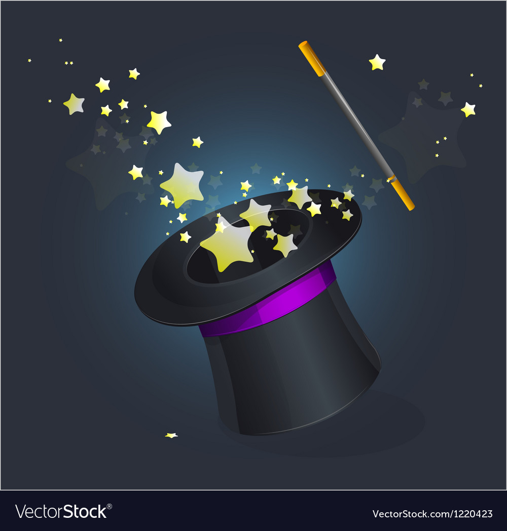 Magic hat on black Royalty Free Vector Image - VectorStock