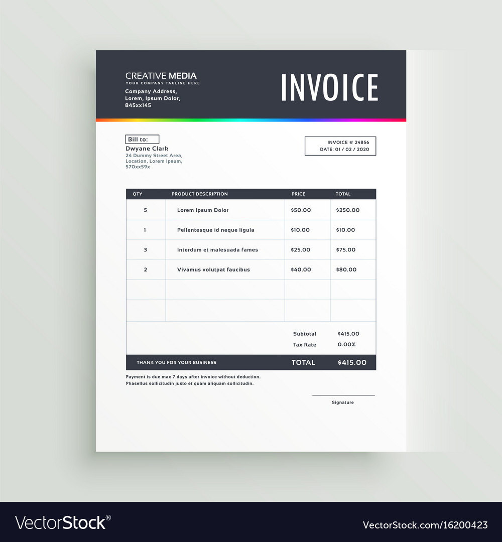 Modern invoice template form design for your Vector Image