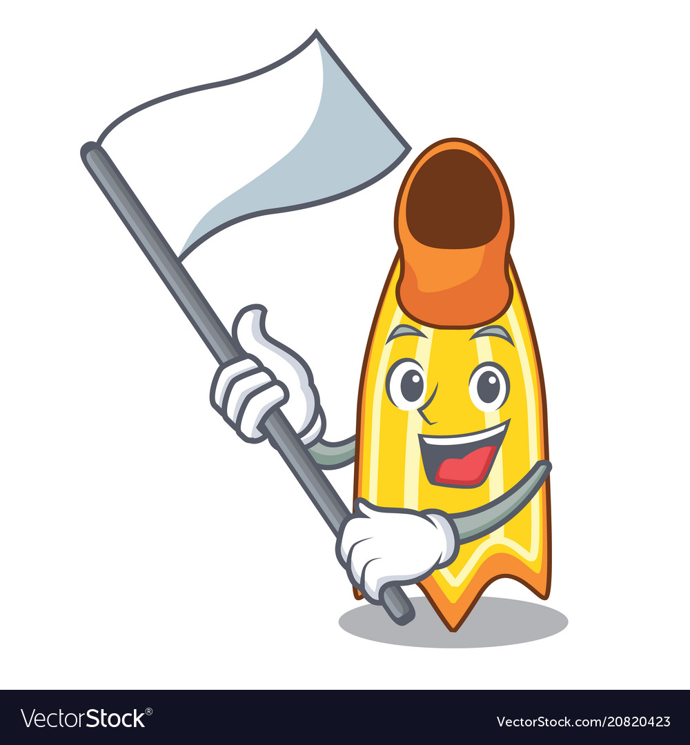 With flag swim fin mascot cartoon Royalty Free Vector Image
