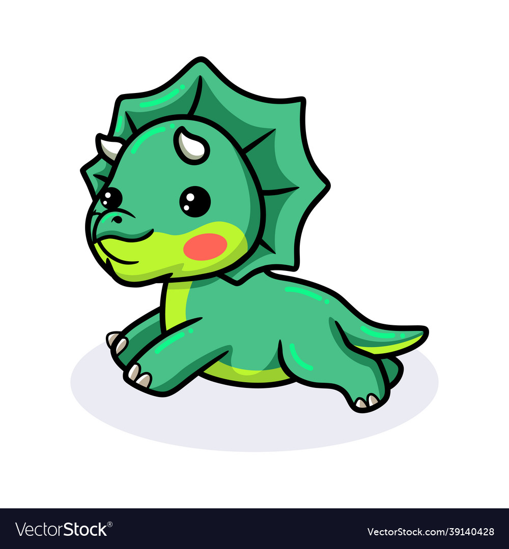 Cute little triceratops dinosaur cartoon jumping Vector Image