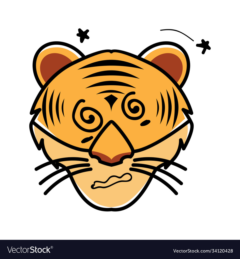 Flat type animal face expression Royalty Free Vector Image