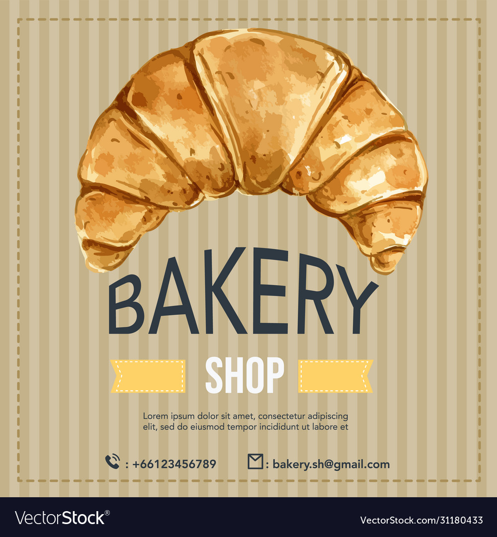 Bakery gift voucher template bread and bun Vector Image