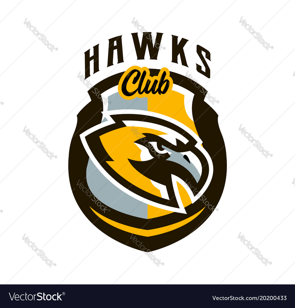 Colorful logo sticker emblem of a hawk flying