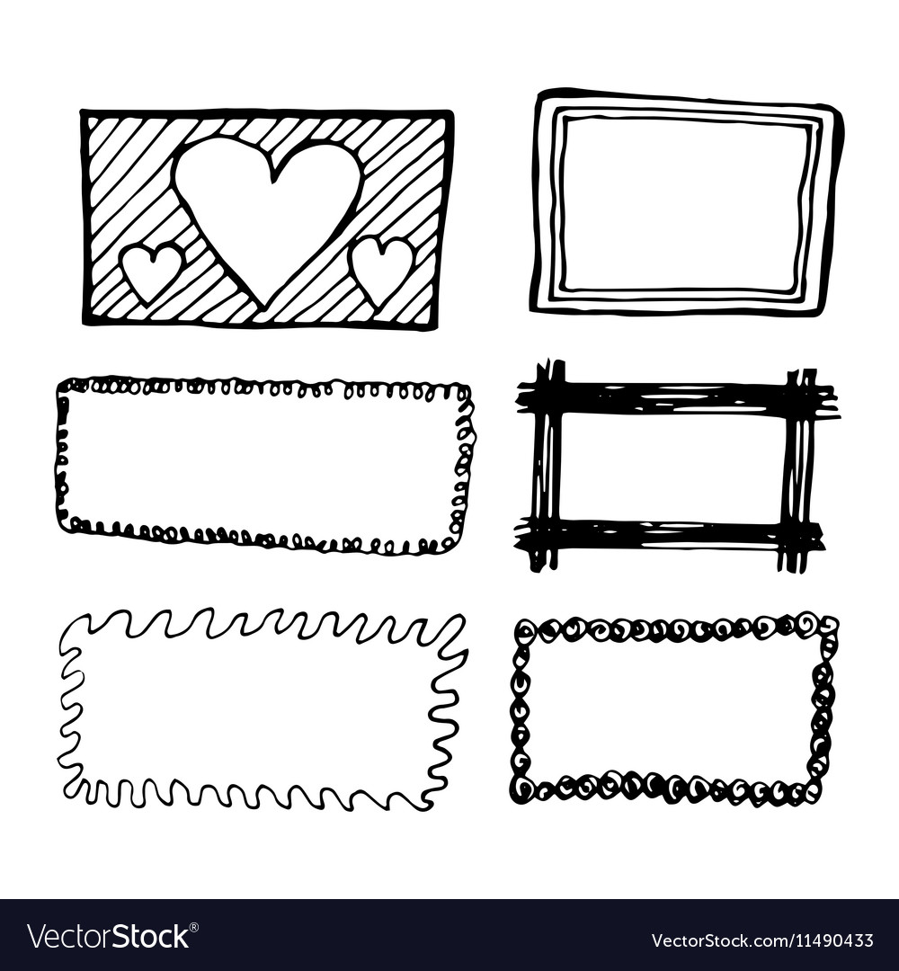 Hand Drawn Rectangle Frames Set Royalty Free Vector Image