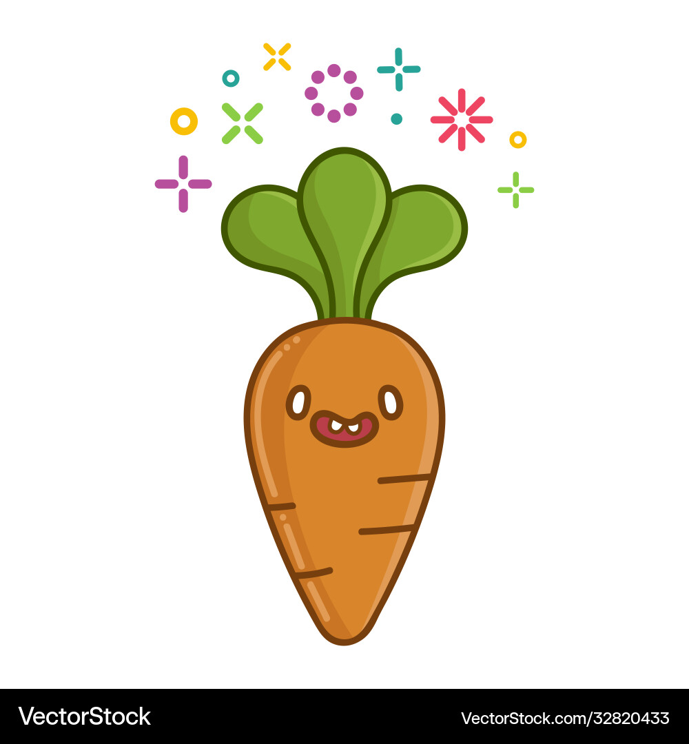 Kawaii Smiling Carrot Cartoon Royalty Free Vector Image