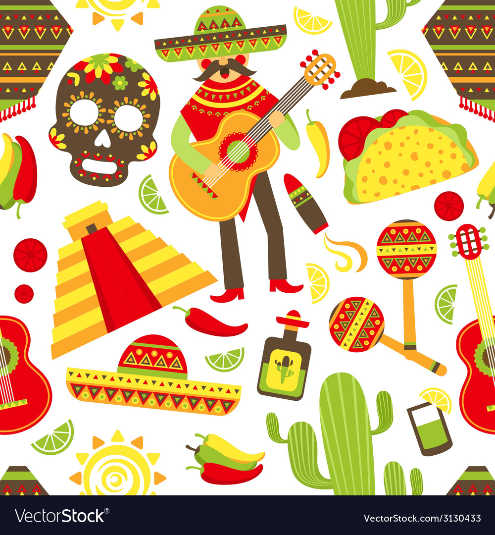 Mexico seamless pattern Royalty Free Vector Image