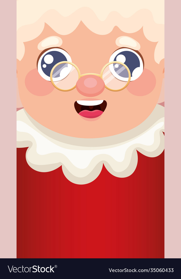 Mrs santa claus smiling with eyeglasses Royalty Free Vector