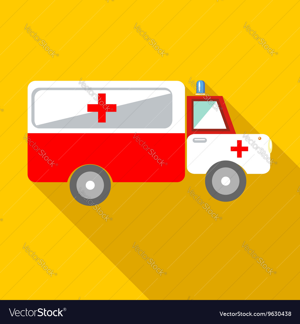 Ambulance car icon flat style Royalty Free Vector Image