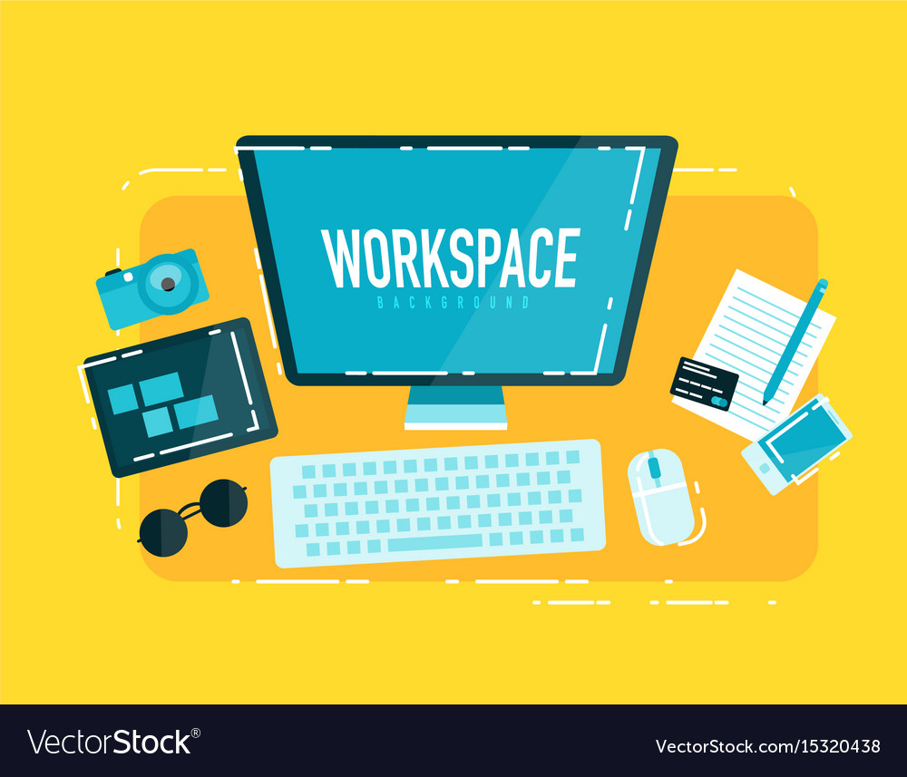 Computer workspace concept Royalty Free Vector Image