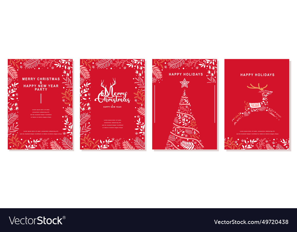Elegant merry christmas and happy new year set of Vector Image