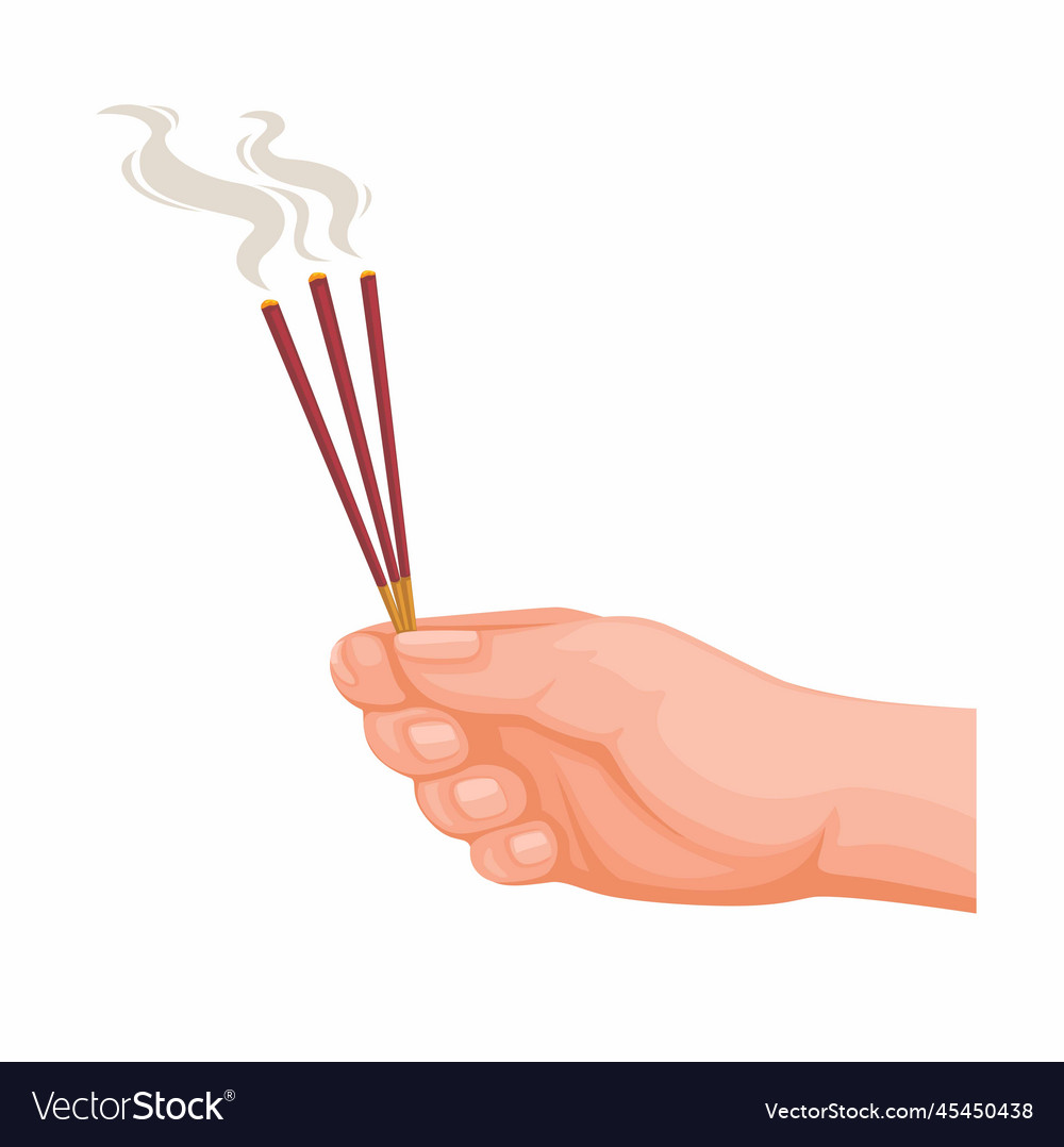 Hand holding incense buddhist praying religion Vector Image