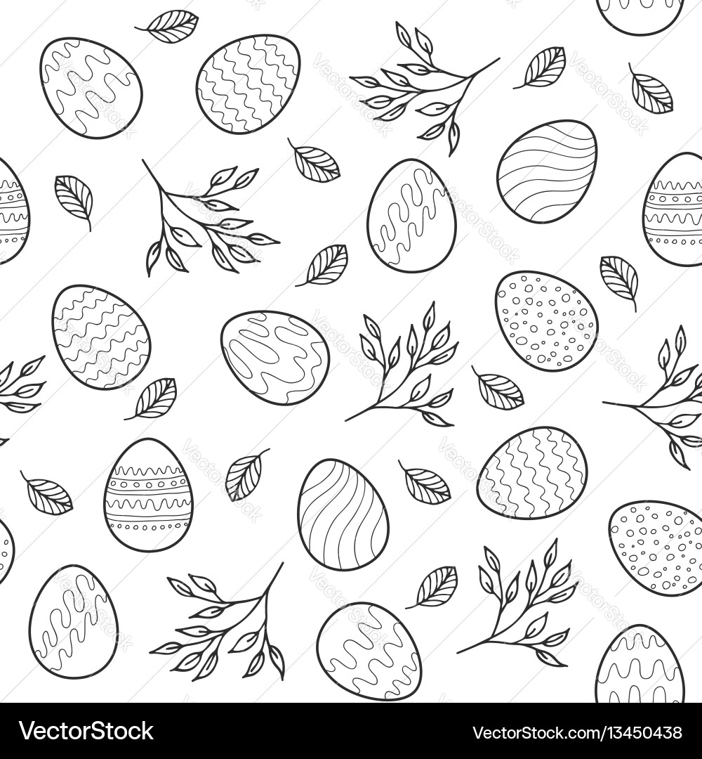 Seamless pattern with easter eggs branches Vector Image