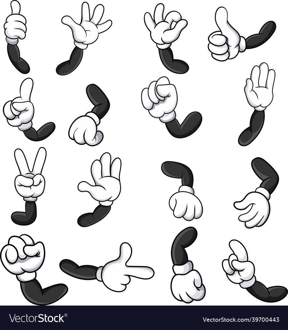 Cartoon gloved hands with different gestures Vector Image