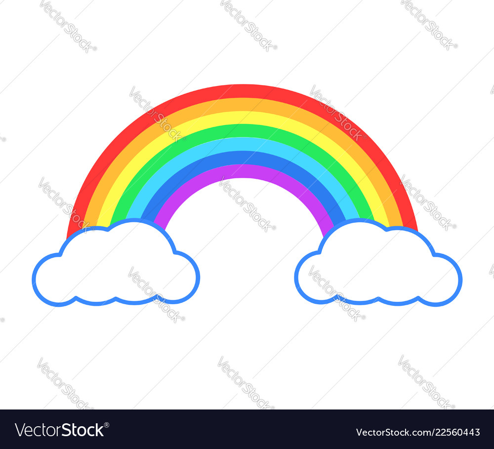 Colorful rainbow or color spectrum with clouds Vector Image