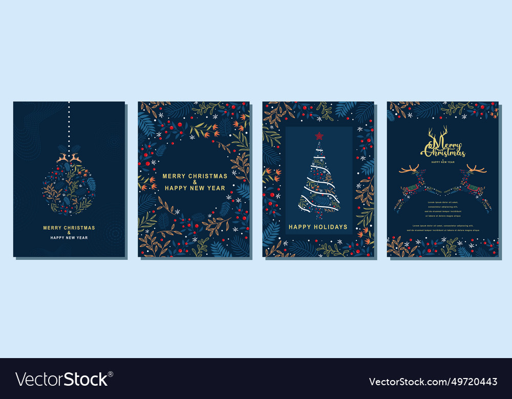 Elegant merry christmas and happy new year set Vector Image