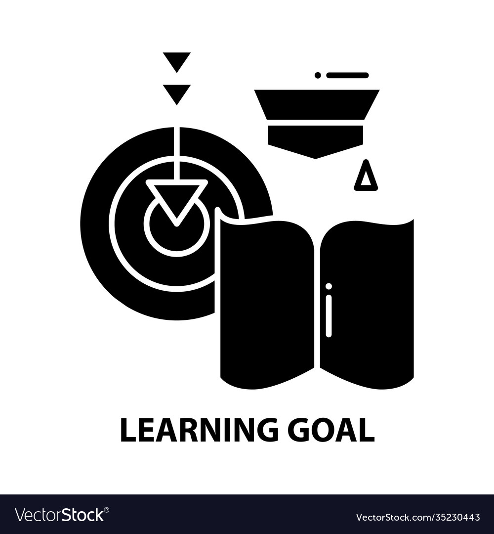 Learning goal icon black sign Royalty Free Vector Image