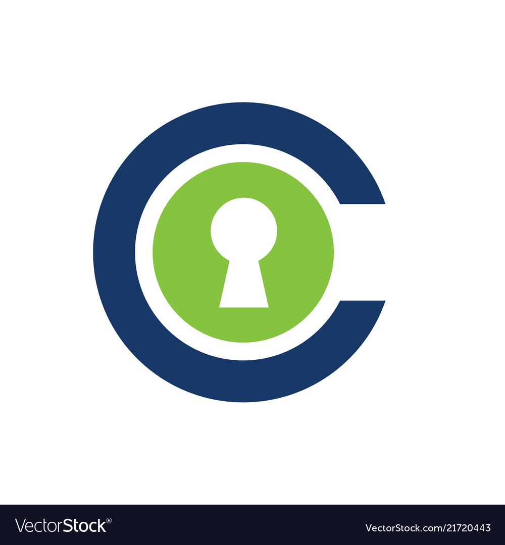 Letter c with key hole logo or icon template