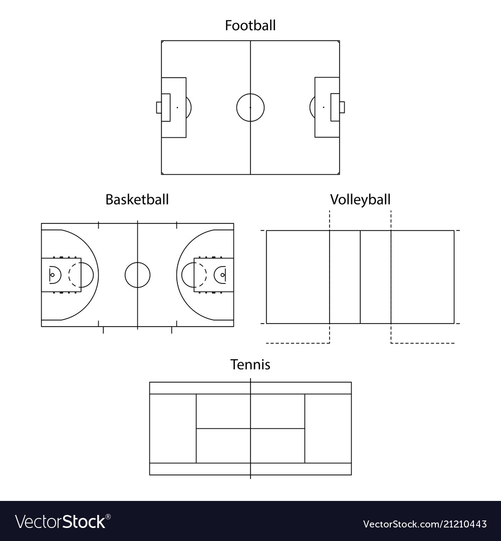 Sport fields outline Royalty Free Vector Image