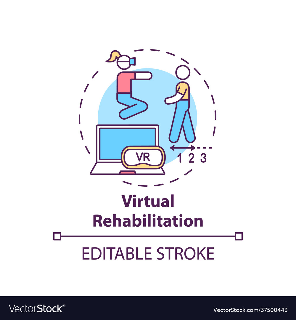 Virtual rehabilitation concept icon Royalty Free Vector