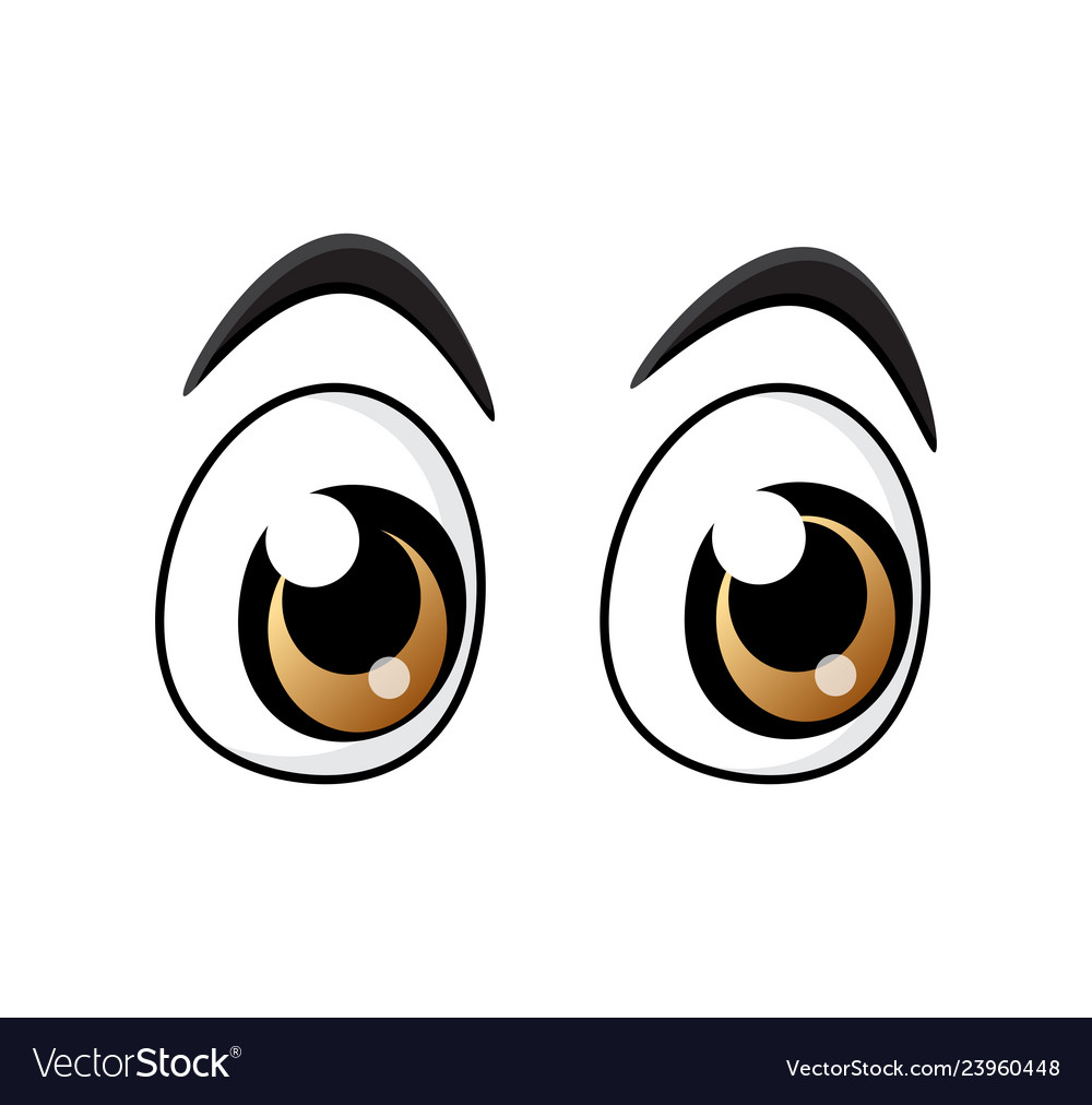 Brown cartoon character eyes set isolated