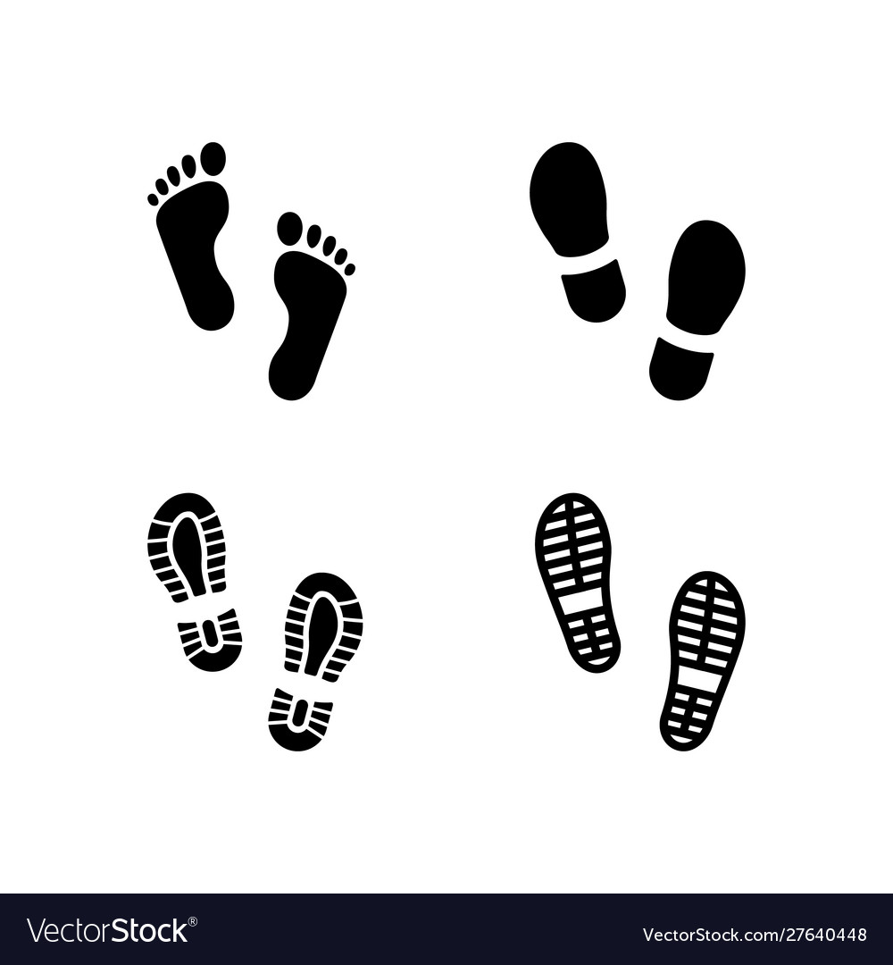 Set glyph icons footsteps Royalty Free Vector Image