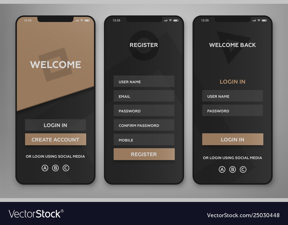 Ui ux mobile application interface design Vector Image