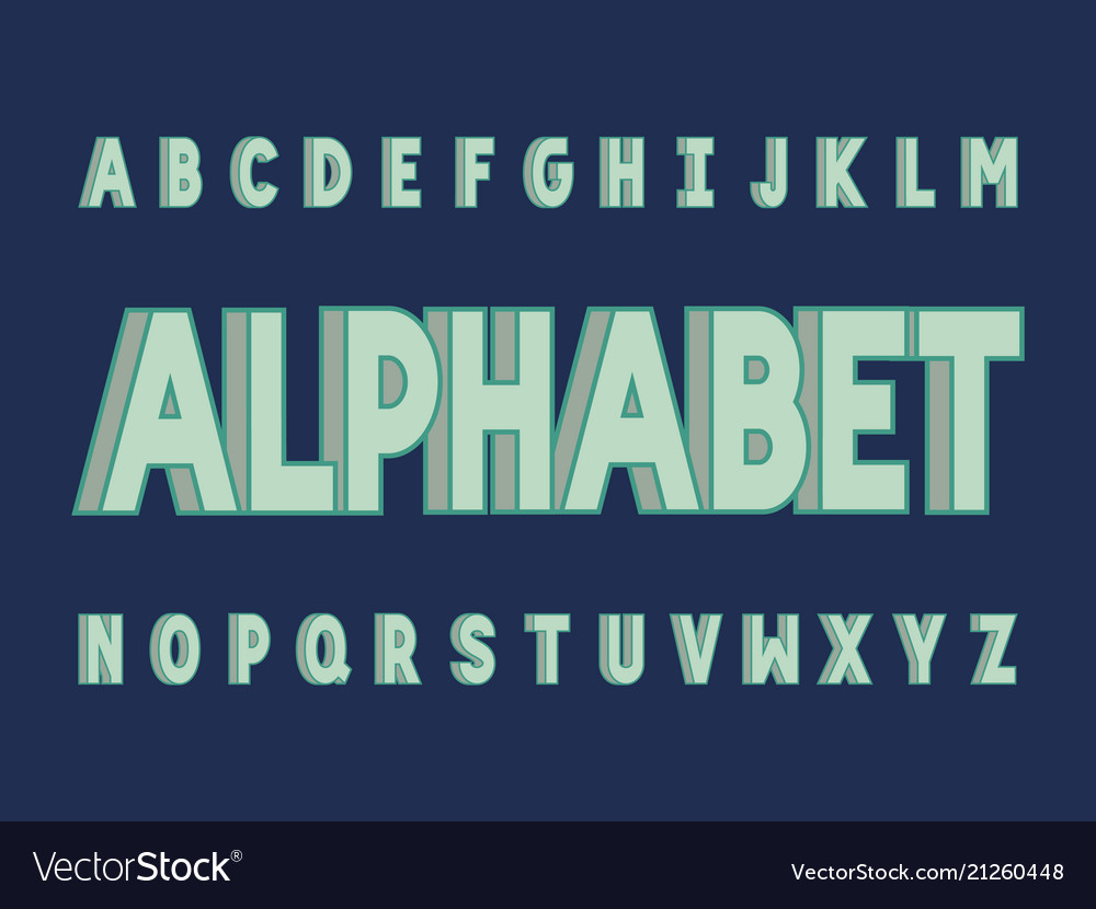 Volume bold font alphabet Royalty Free Vector Image