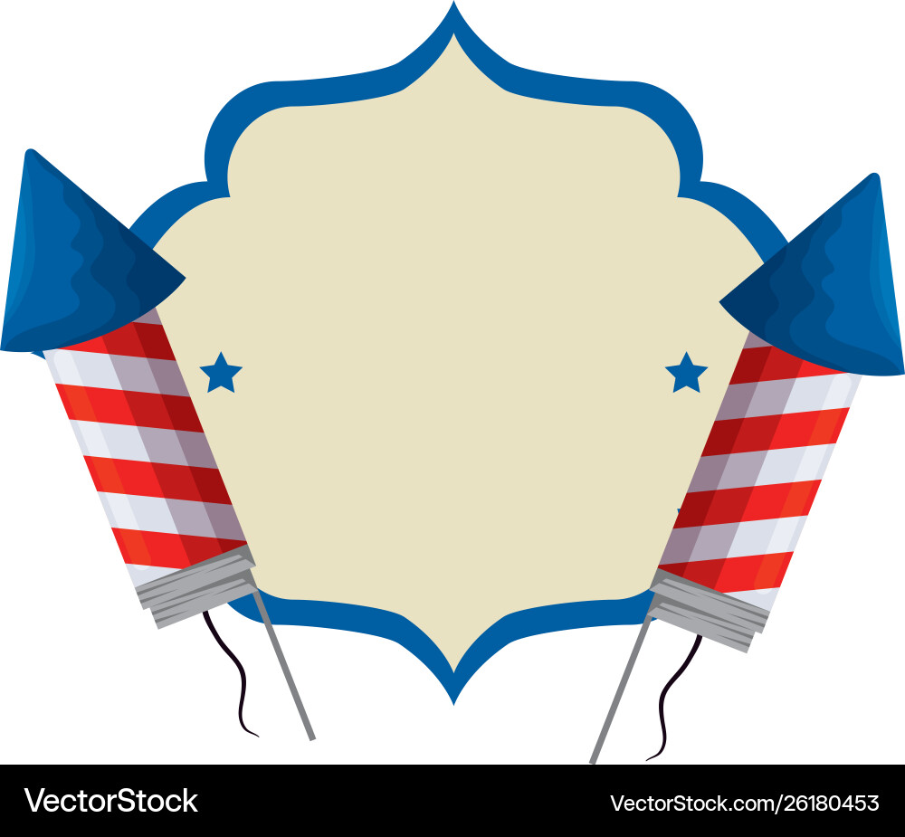 Frame with firework rockets and united states Vector Image